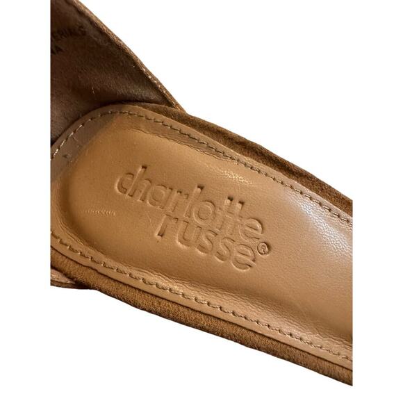 Charlotte Russe Women’s Heels Sz 6 Tan Suede Ankle Strap Pointed Toe Block Heel - Picture 6 of 7